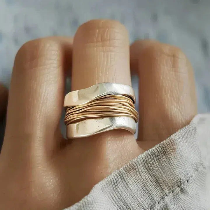 Vintage Silver Spinner Gold Wire Ring