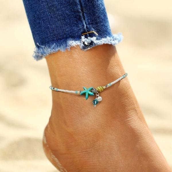 Starfish Shell Beaded Anklet Bracelet