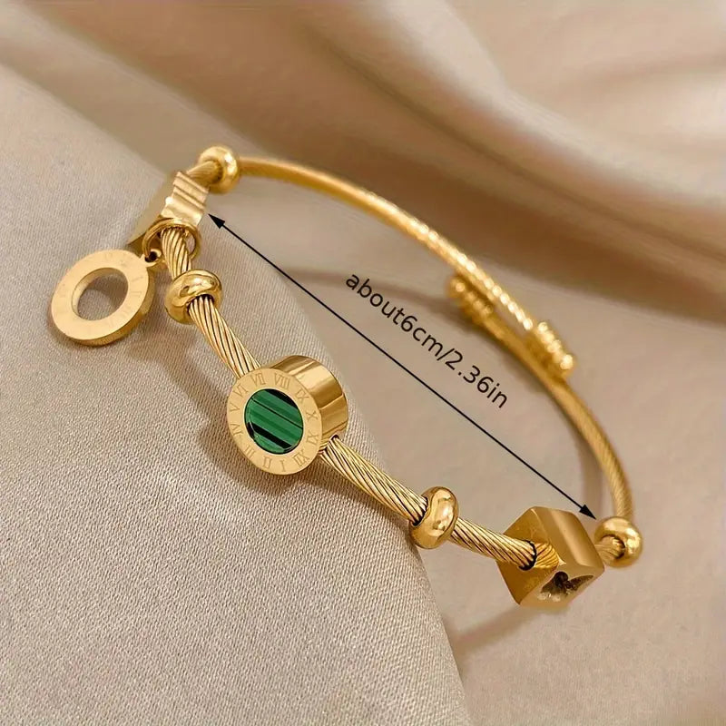 Vintage Gold Charm Cable Bracelet