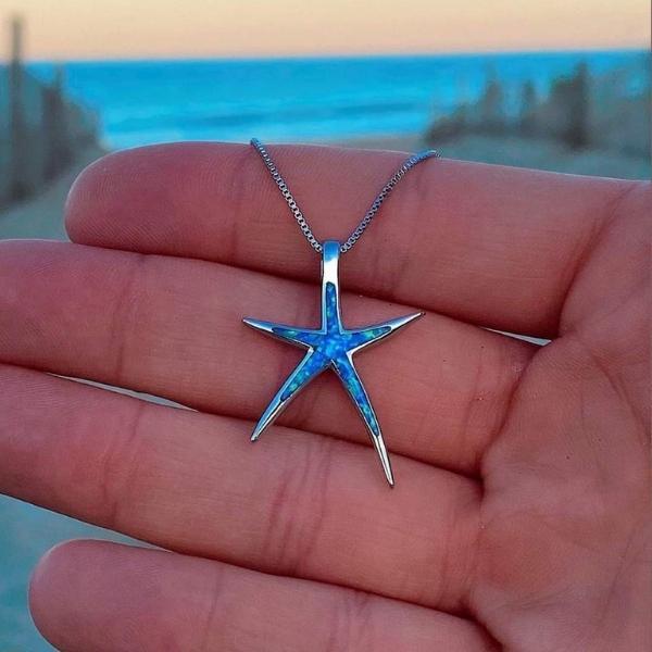 Blue Opal Starfish Necklace