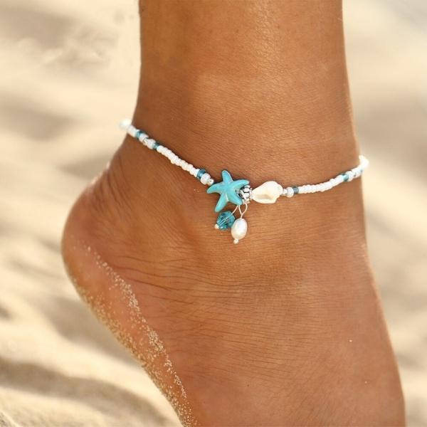 Starfish Shell Beaded Anklet Bracelet