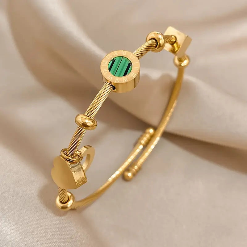 Vintage Gold Charm Cable Bracelet
