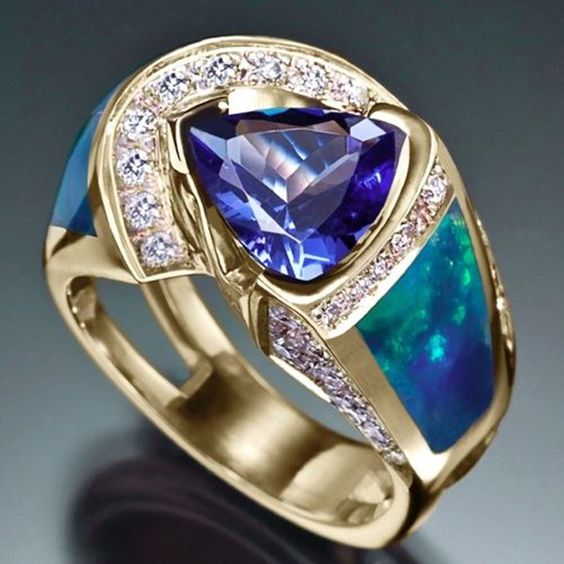 Vintage Blue Crystal Statement Ring