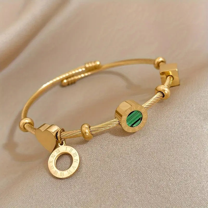 Vintage Gold Charm Cable Bracelet