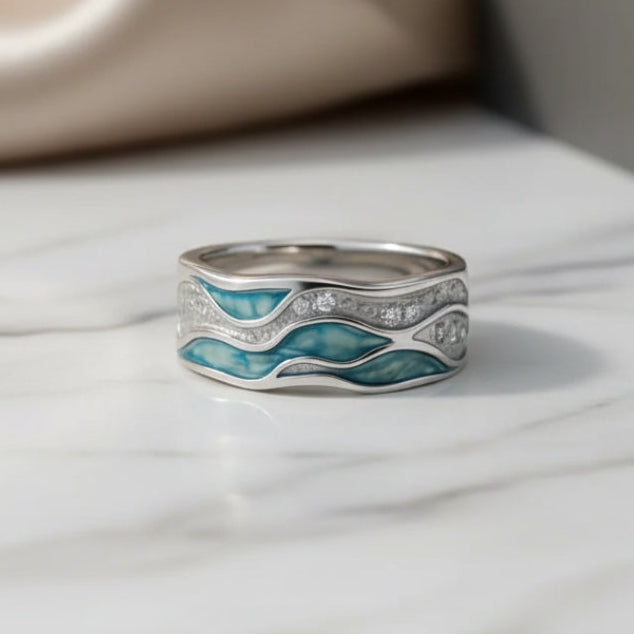 Ocean Wave Turquoise Statement Ring