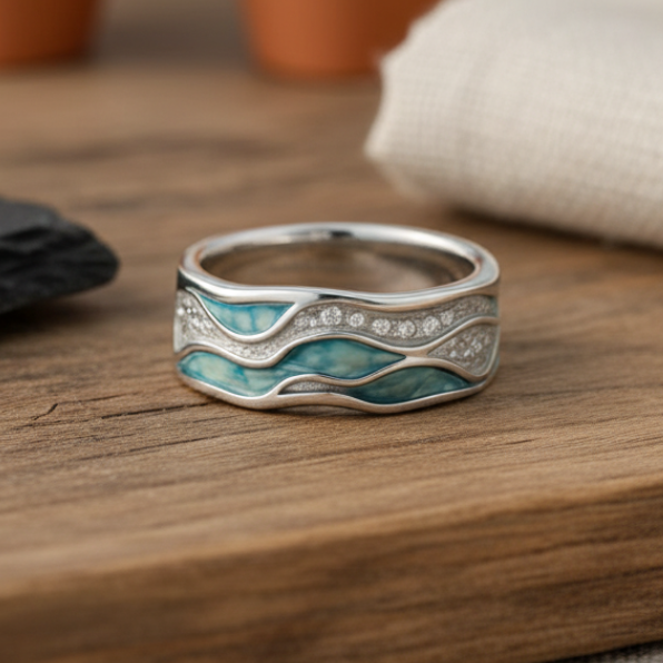 Ocean Wave Turquoise Statement Ring