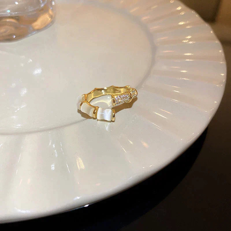 Adjustable Luxury White Opal Ring