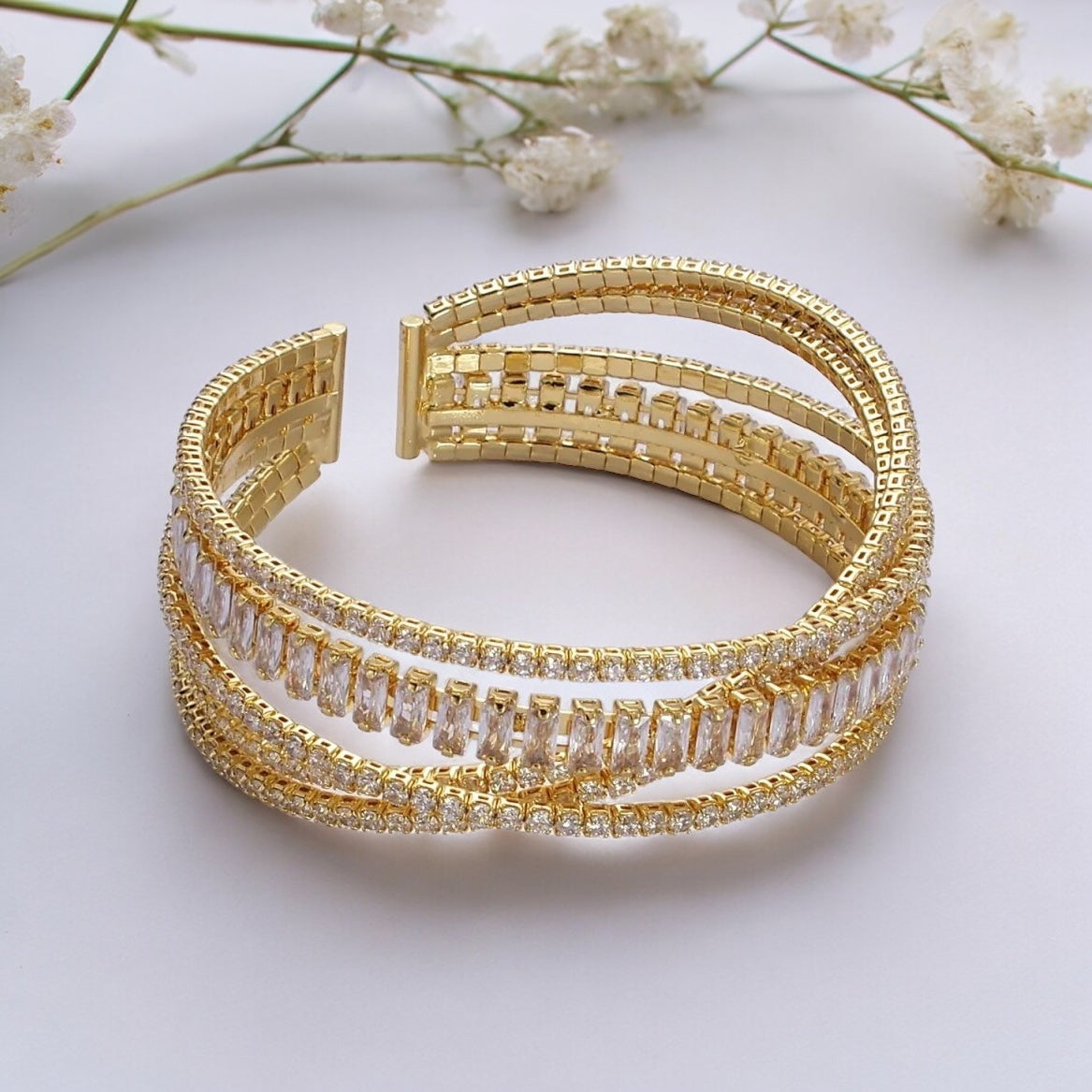 Gold Crystal Cuff Bracelet