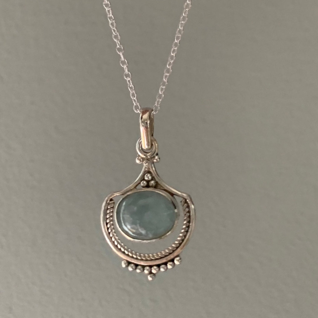 Vintage Silver Opal Pendant Necklace