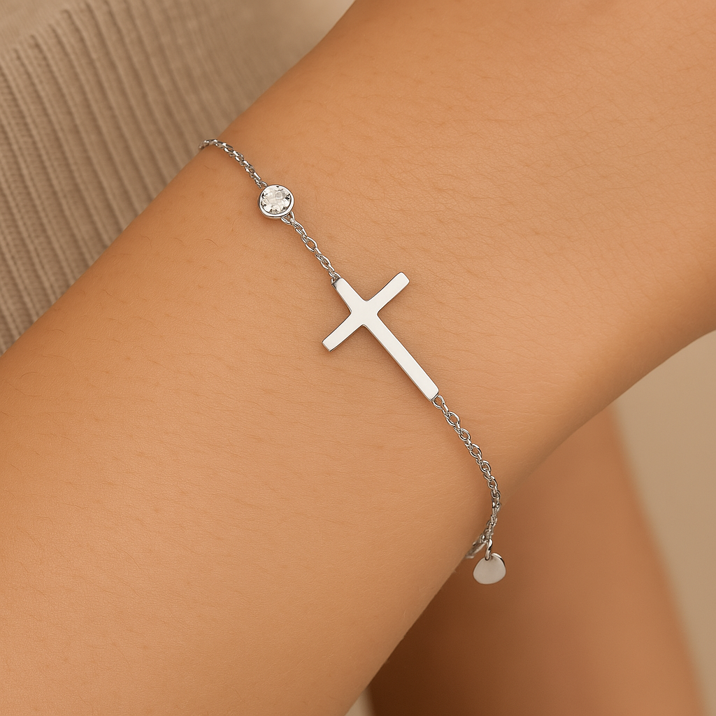 Silver Cross Chain Bracelet