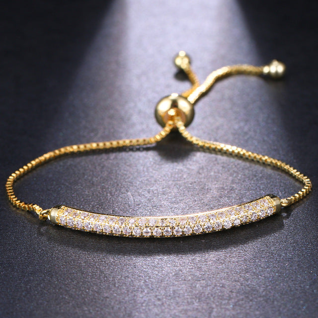 Gold Adjustable Zirconia Bracelet