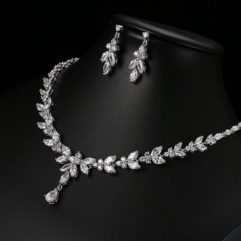 Crystal Leaf Jewelry Set