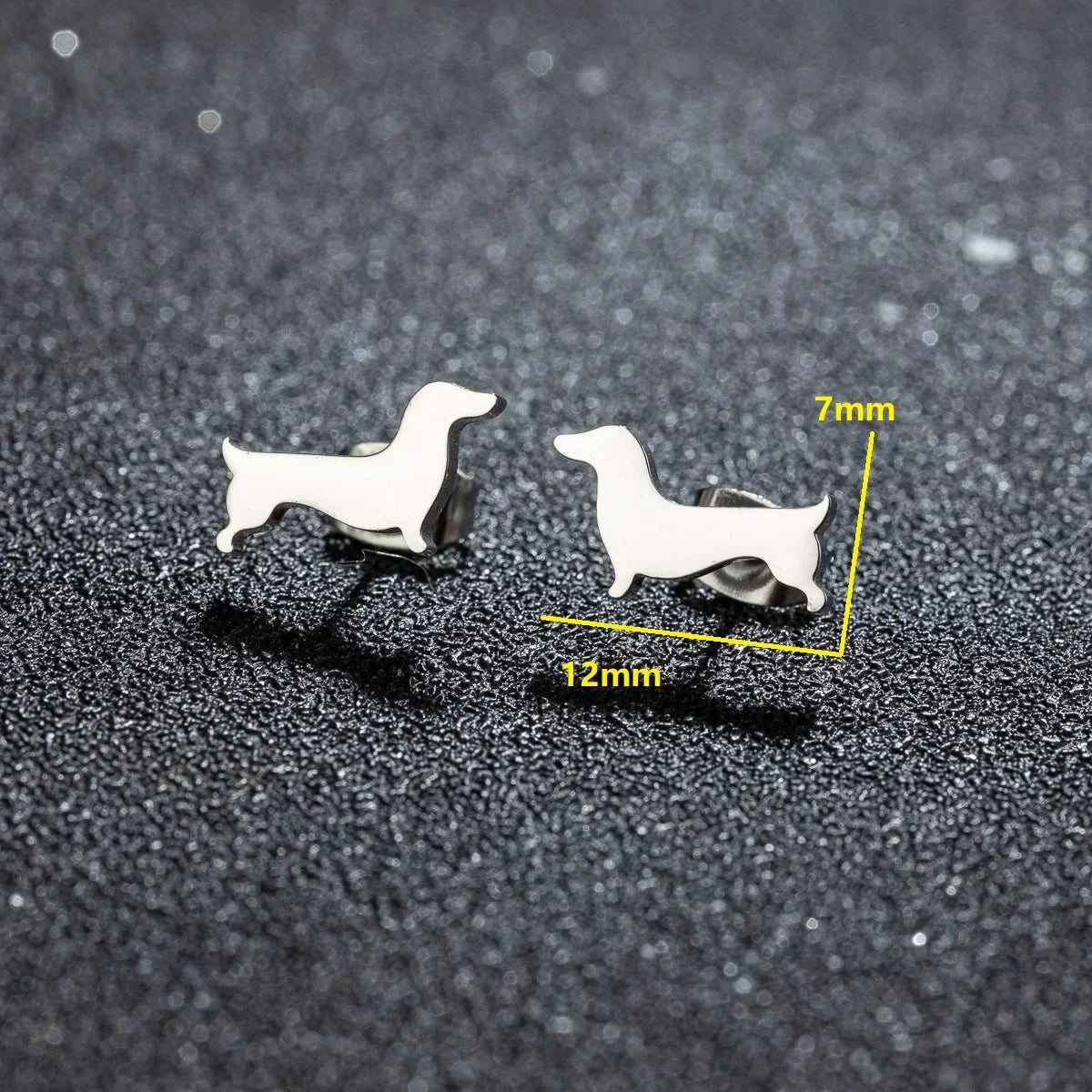 Minimalist Silver Dachshund Stud Earrings