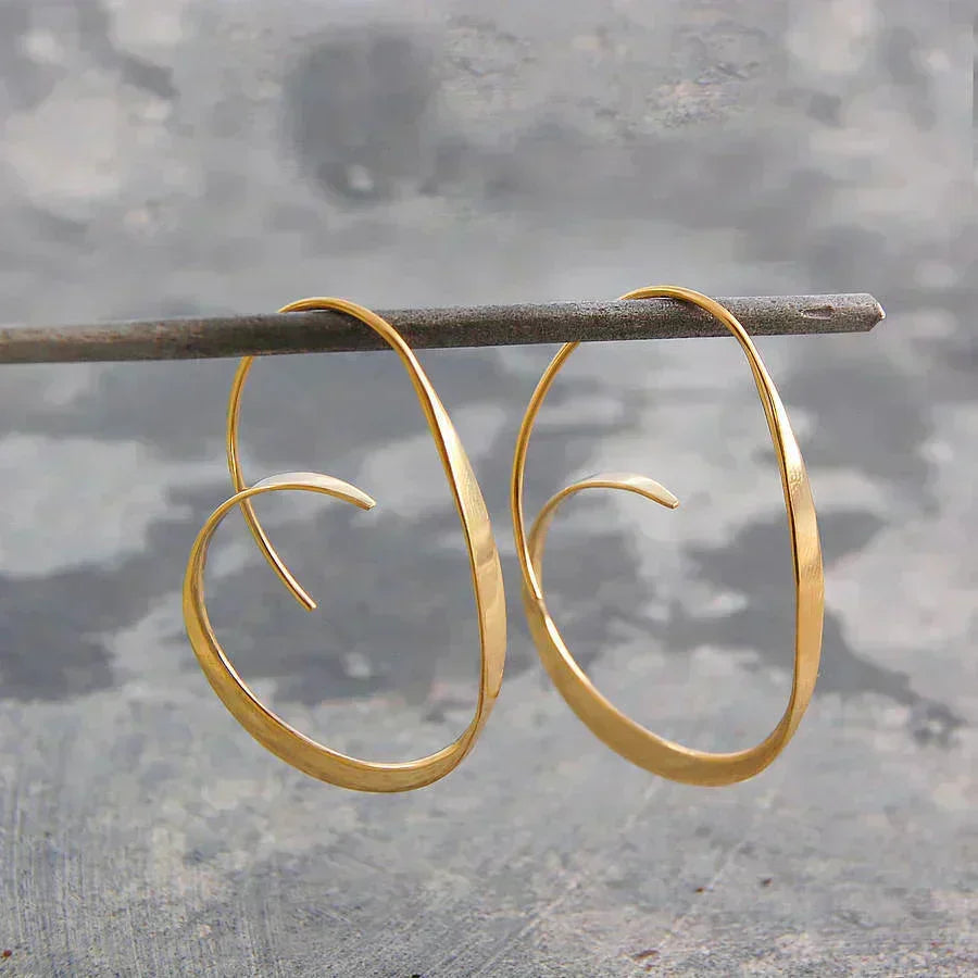 Spiral Gold Hoop Earrings