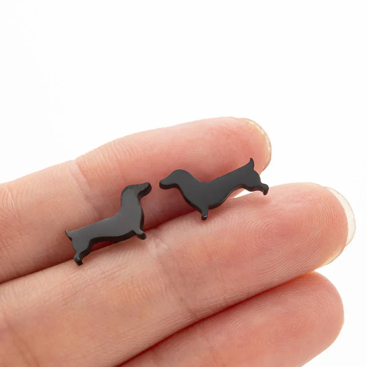 Minimalist Silver Dachshund Stud Earrings