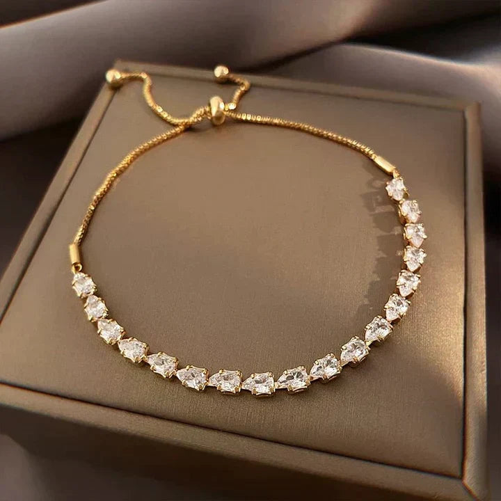 Gold Adjustable Zirconia Tennis Bracelet