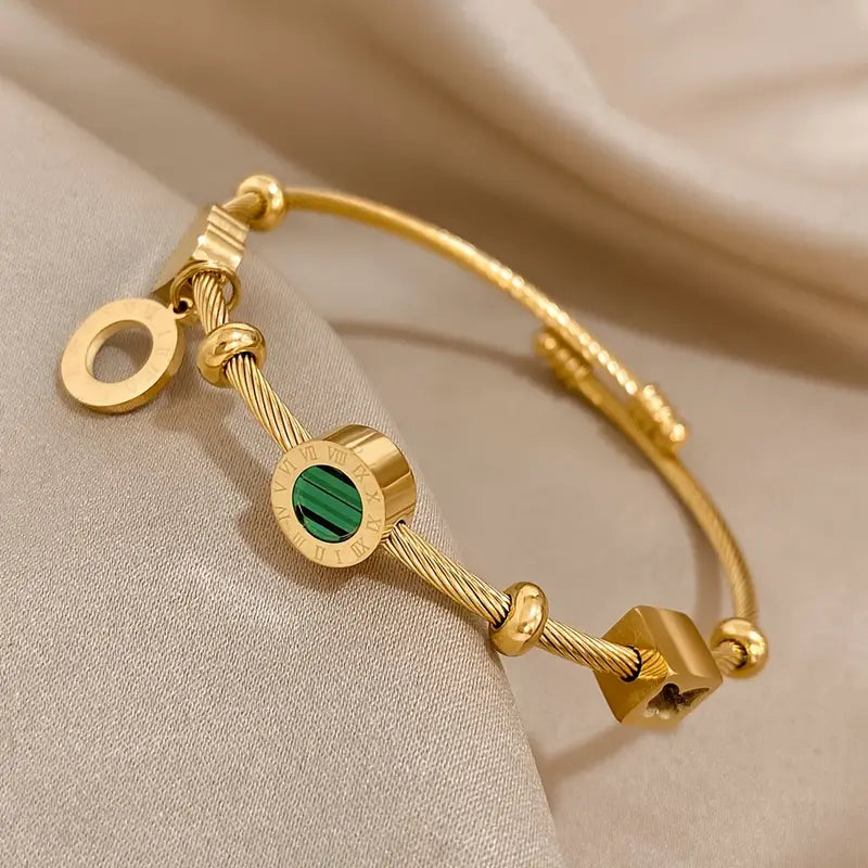 Vintage Gold Charm Cable Bracelet