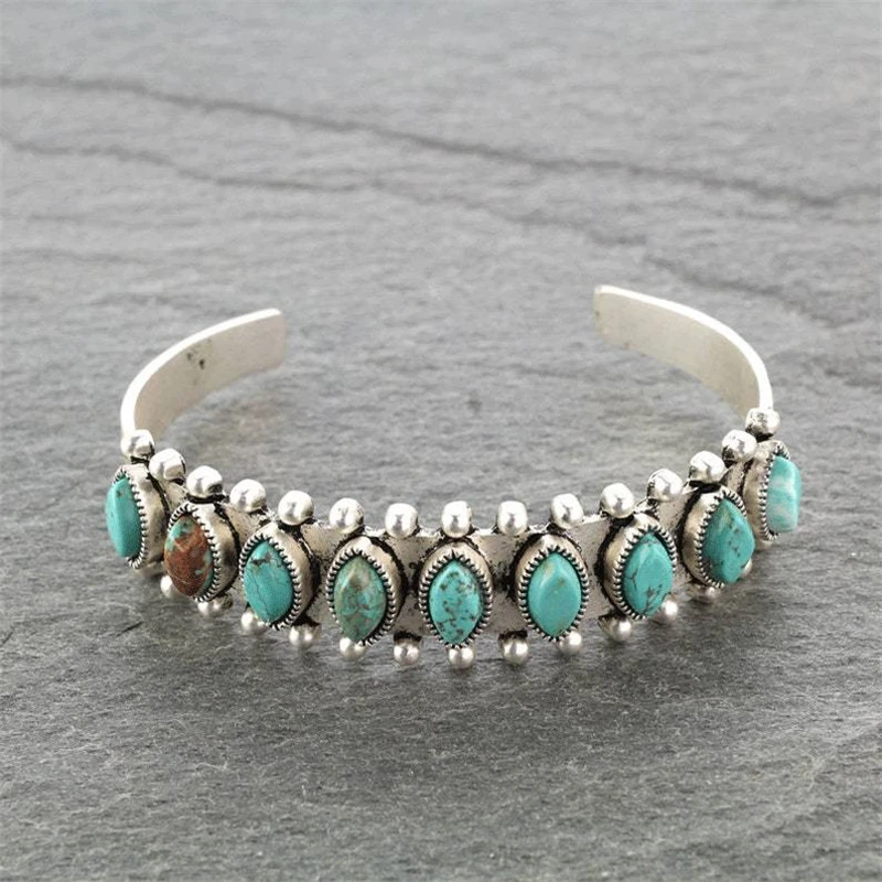 Vintage Turquoise Stone Cuff Bracelet