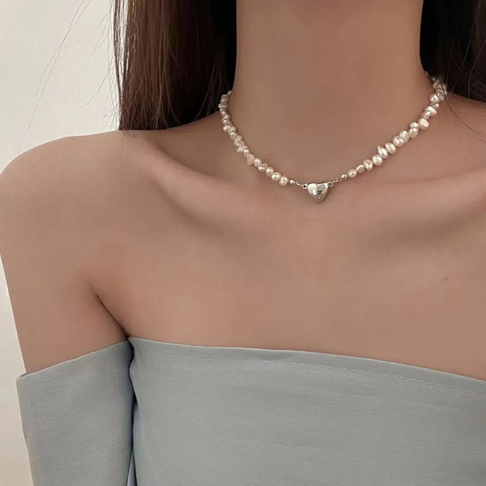 Heart Pearl Choker Necklace