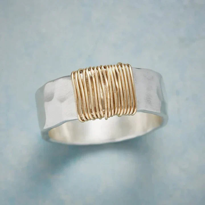 Mixed Metal Wrapped Band Ring