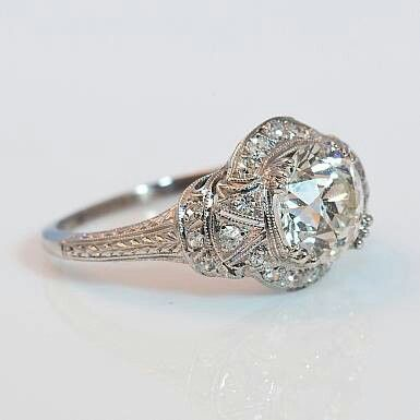 Vintage Silver Crystal Halo Ring