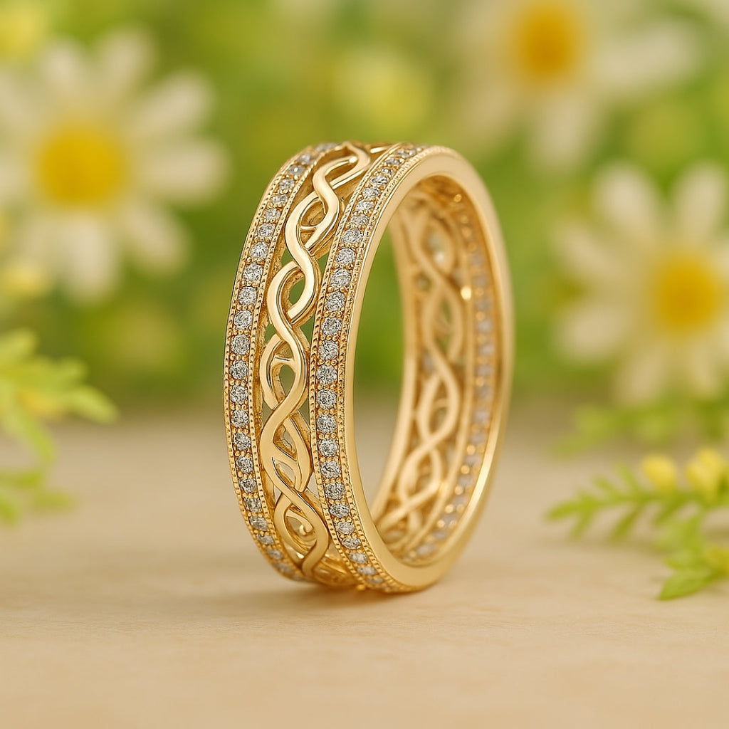 Vintage Filigree Crystal Band Ring
