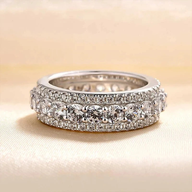 Vintage Silver Crystal Eternity Band Ring
