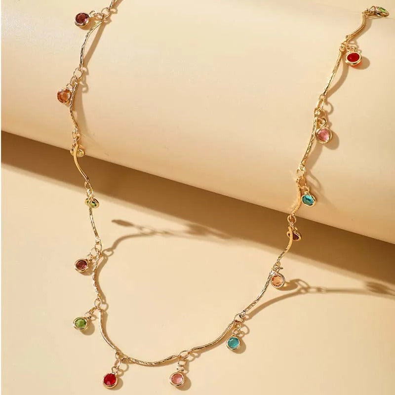 Multicolor Crystal Charm Necklace