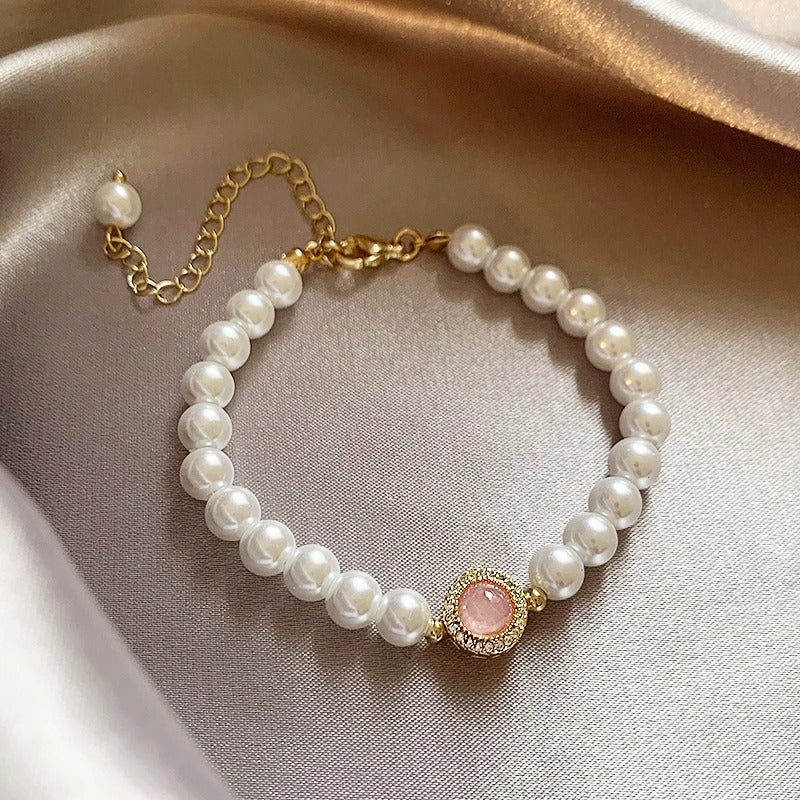 Vintage Pearl Rose Quartz Bracelet