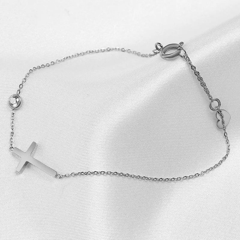 Silver Cross Chain Bracelet