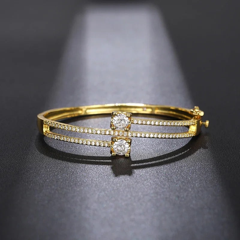 Vintage Gold Crystal Open Bangle