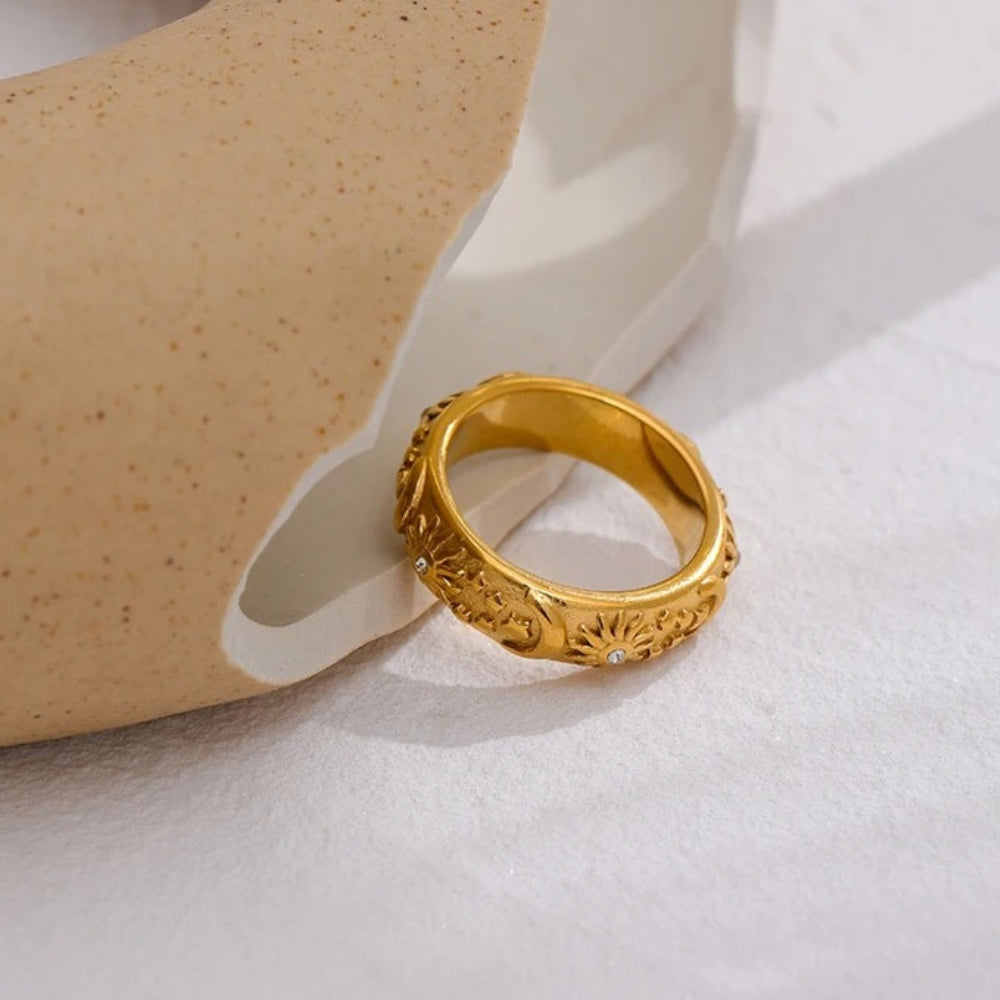Vintage Gold Celestial Band Ring