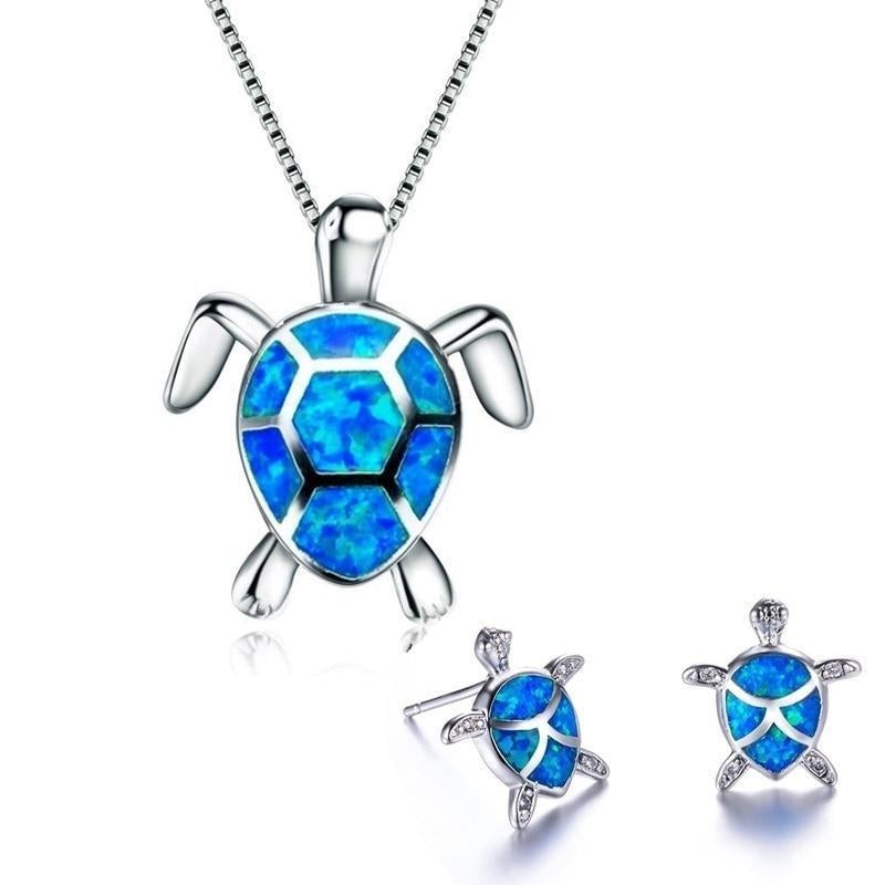 Opal Sea Turtle Jewelry Set