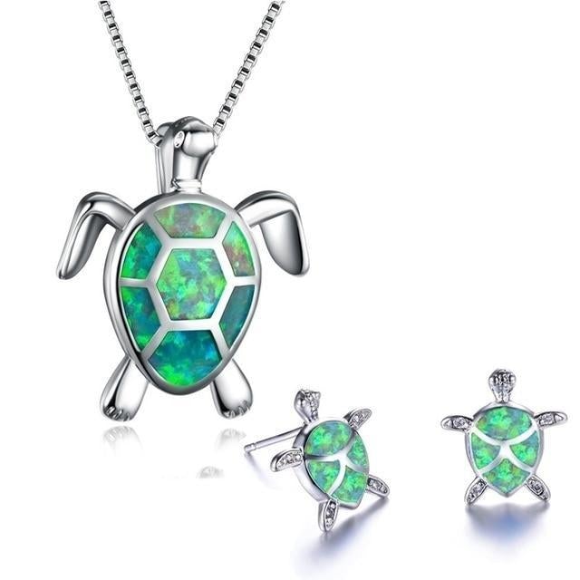 Opal Sea Turtle Jewelry Set